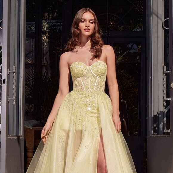 New Elegant Strapless Asymmetric A-Line Tulle Dress w/ Sweetheart Neck CD A1381 - Picture 1 of 10